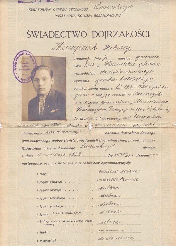 Gymnasium graduating certificate