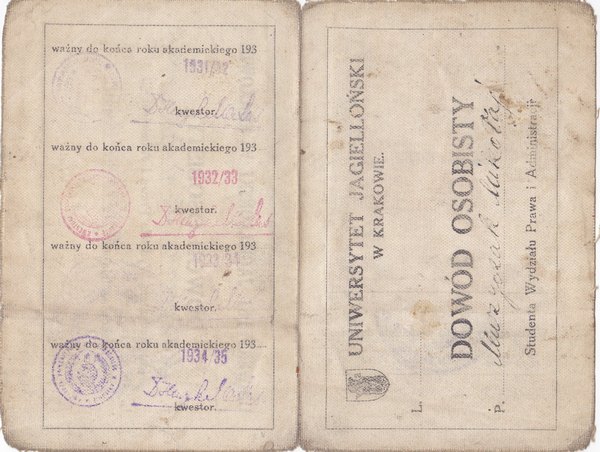Jagiellonian University student ID card